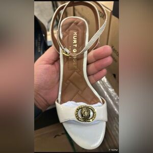 Kurt Geiger White Heels with Gold Accent